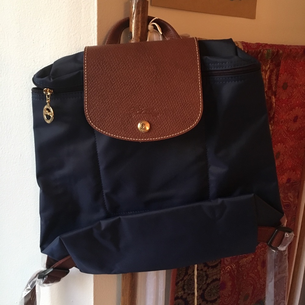 Never used navy longchamp small backpack
